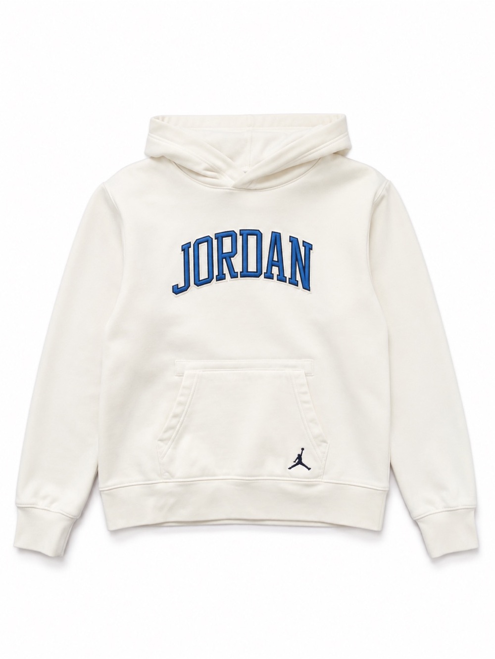 Jordan Youth Large White Pullover Hoodie Embroidered Logo Athletic Sweatshirt L